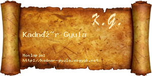 Kadnár Gyula névjegykártya